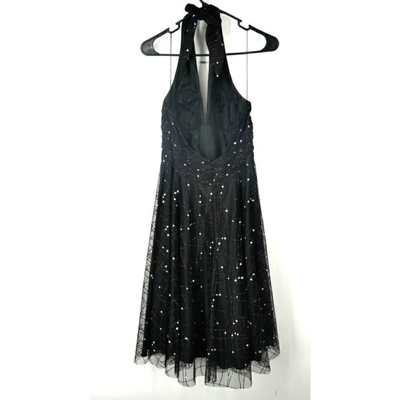 NEW Adrianna Papell Boutique Sparkle Tulle Halter Dress Black 10 - Picture 2 of 5